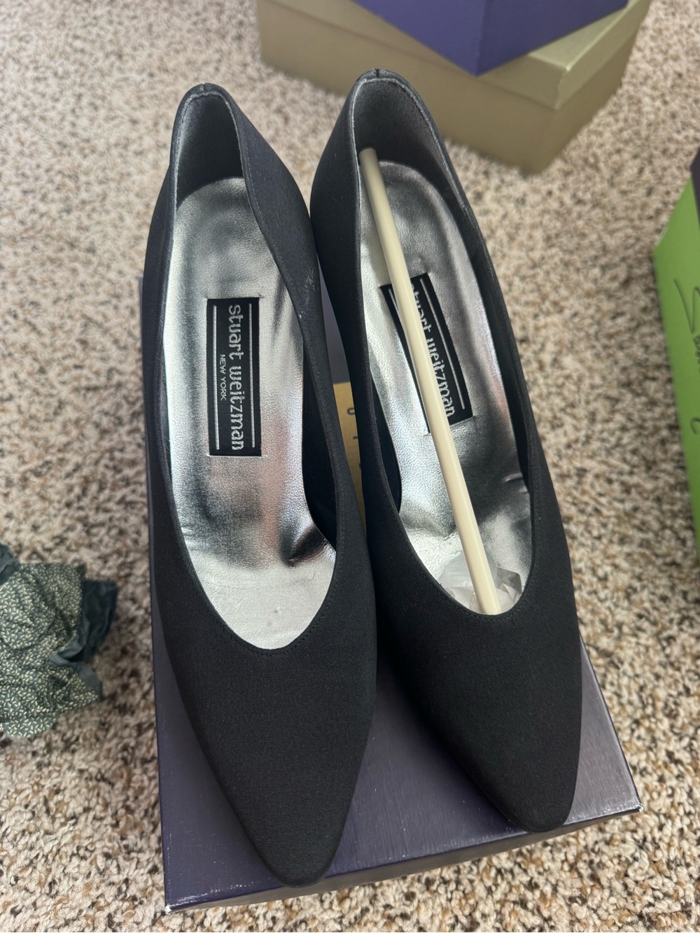 Stuart Weitzman Black Peau De Soie Pumps